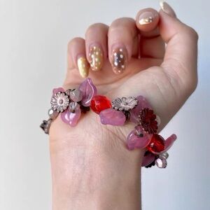 Claudine Vitry Floral Beaded Charm Bracelet